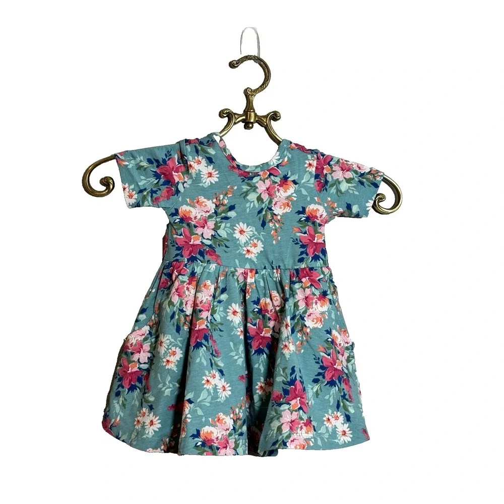 Ruffle Butts Baby Girl Floral Dress NWOT size‎ 12-18 months Blue Pink